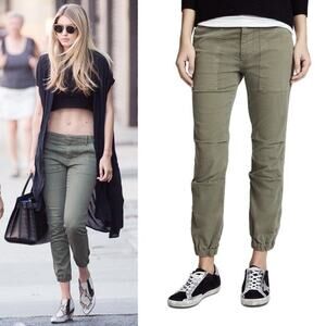 Nili Lotan Cropped Military Pant Green Size 10 Casual Relaxed Utility Zip Jogger